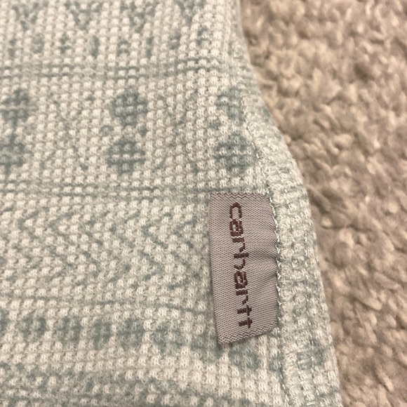 Carhartt Women’s Medium Thermal Henley T Shirt Pullover Green Argyle Size Large - Picture 6 of 7